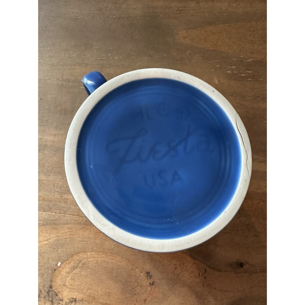 Fiesta Lapis Blue Ring Handle Coffee Mug Cup Fiestaware Homer Laughlin - Picture 9 of 9